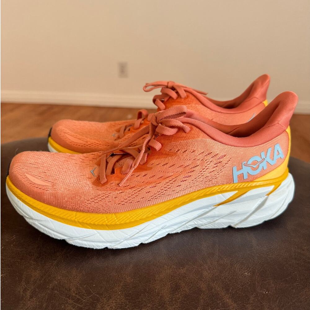 HOKA Clifton 8 Women’s Running Shoes Sun Baked/Shell Coral Size 8.5B
